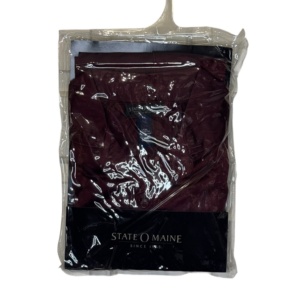 State O Maine Men Pajama Set Wine Red Nylon Vintage Deadstock 9A961452 LT Tall